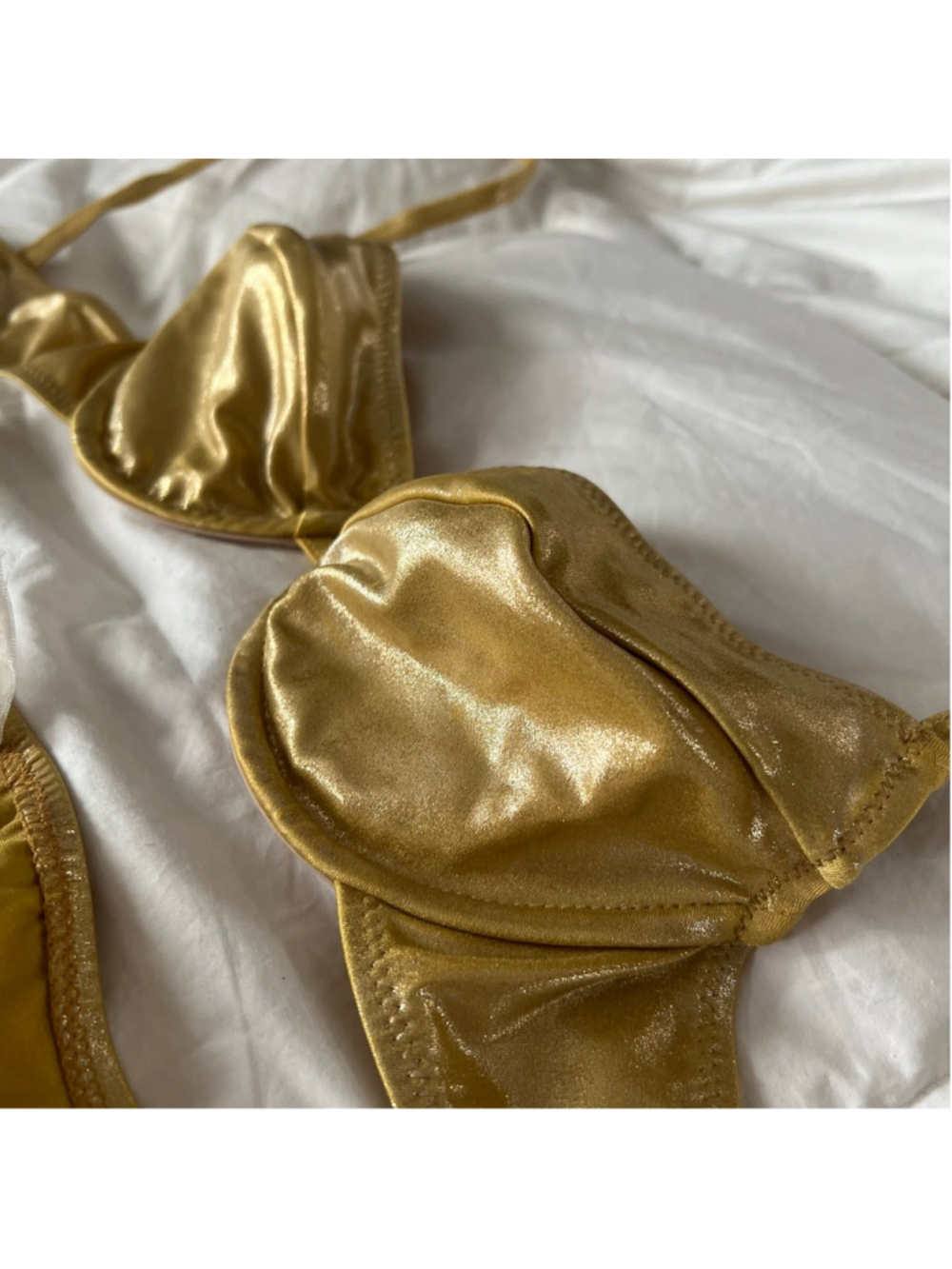 Vintage Gottex Gold Metallic Dazzle Bikini Set Size 8 XS/S RARE - Picture 2 of 10